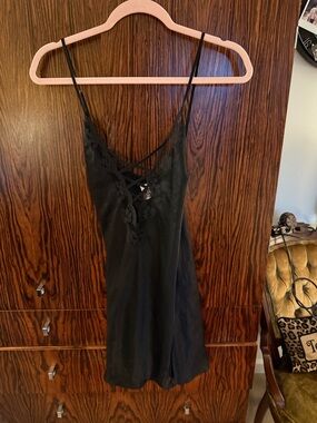 Victoria's Secret Black Lace-Trim Slip